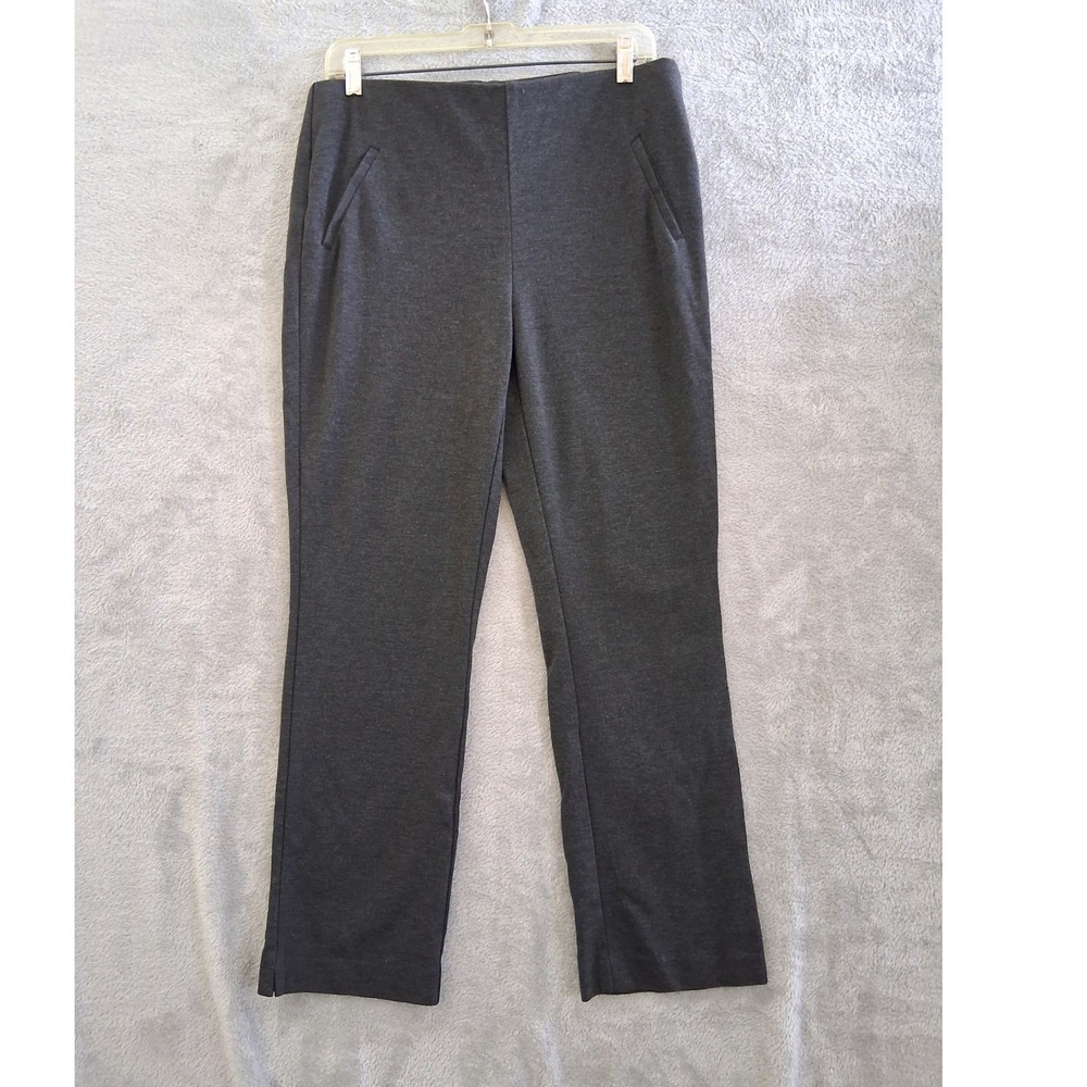 Chicos Fabulously Slimming Ponte Pants Stretch Sz 1 M Short Gray Straight PullOn
